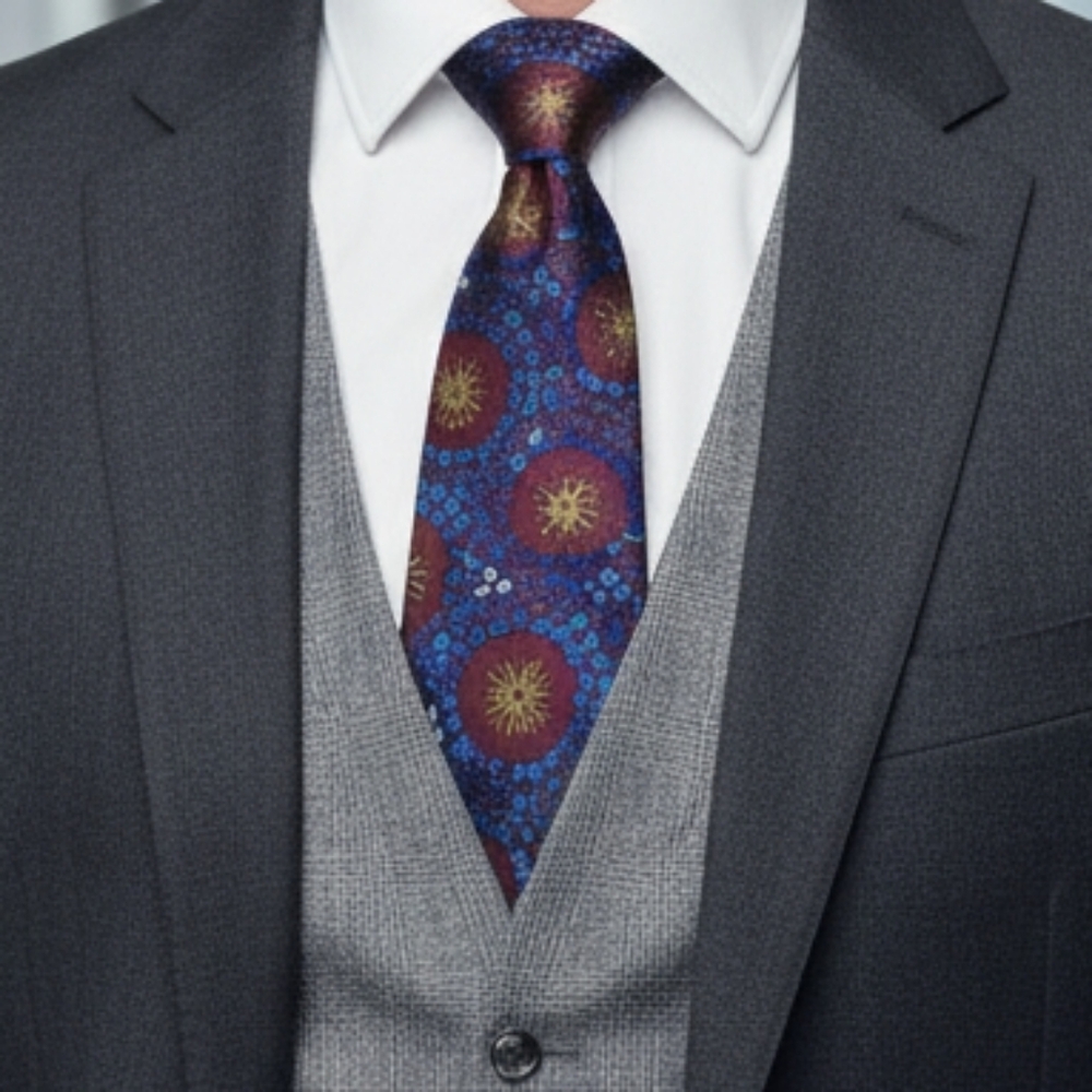 Liz Claiborne Blue and Gold Floral Men's Tie